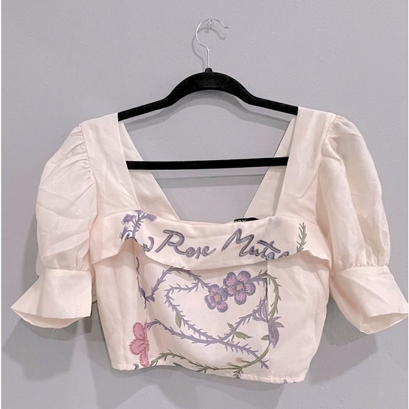 RDY Boutique - Bodice Puff Sleeve Floral Crop Top (S) NWT - Picture 2 of 9